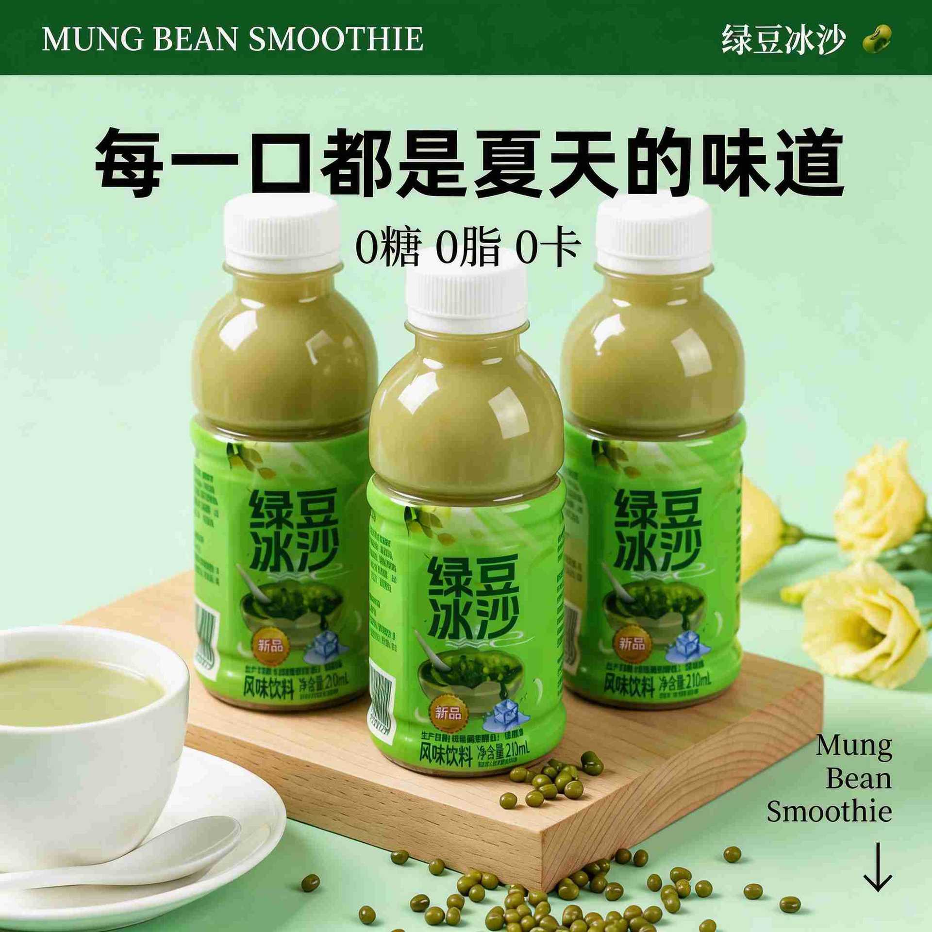 山姆冠超市210ml*10瓶 保质期8个月 绿豆冰沙风味饮料
