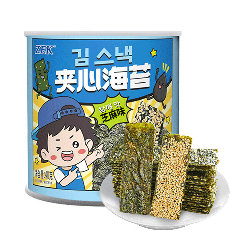 山姆超市zek每日夹心海苔脆南瓜籽味即食片芝麻紫菜片罐装坚果小