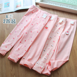 宝宝中大童贴身全棉家居裤 内穿睡裤 女童薄款 A类自留儿童纯棉秋裤