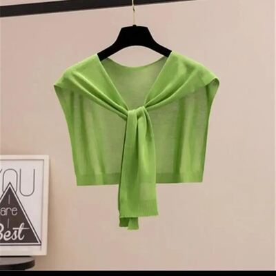 夏季防晒领子搭肩小披肩外搭冰丝针织百搭打结围巾女春秋时尚薄款