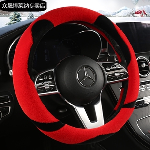 冬季短毛绒车把套d型女神可爱保暖防滑短绒冬天汽车方向盘套女款