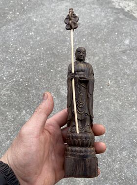 【地藏王】越南沉香木地藏王唐三藏佛像整木雕刻佛主站莲地藏菩萨