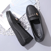 婚礼中年皮鞋 真皮红色女鞋 软底大码 织丽妈妈鞋 平底婆婆婚宴鞋 子女