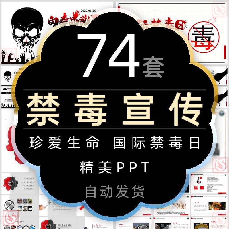 青少年国际禁毒日禁毒知识宣传报告PPT模板预防教育珍爱生命班会