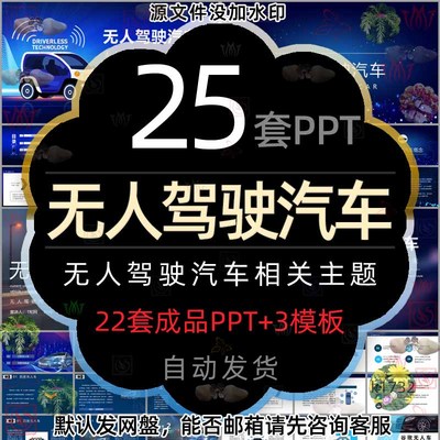 科技AI人工智能无人驾驶汽车PPT模板智能汽车无人驾驶技术介绍wps