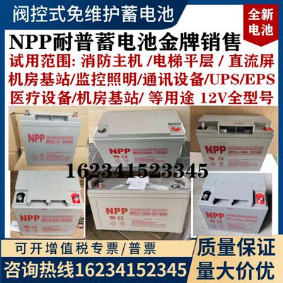 NPP耐普蓄电池NPG/NP12V100AH7/17/24/38/40/55/65/120AH机房消防