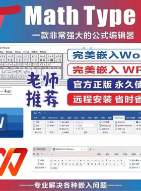 Mathtype 6.9/7.8永久激活远程代码安装修复报错协助嵌入word/wps