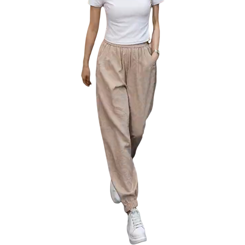 哈伦休闲裤女夏季薄款宽松束脚2025年新款松紧腰冰丝九分灯笼裤子