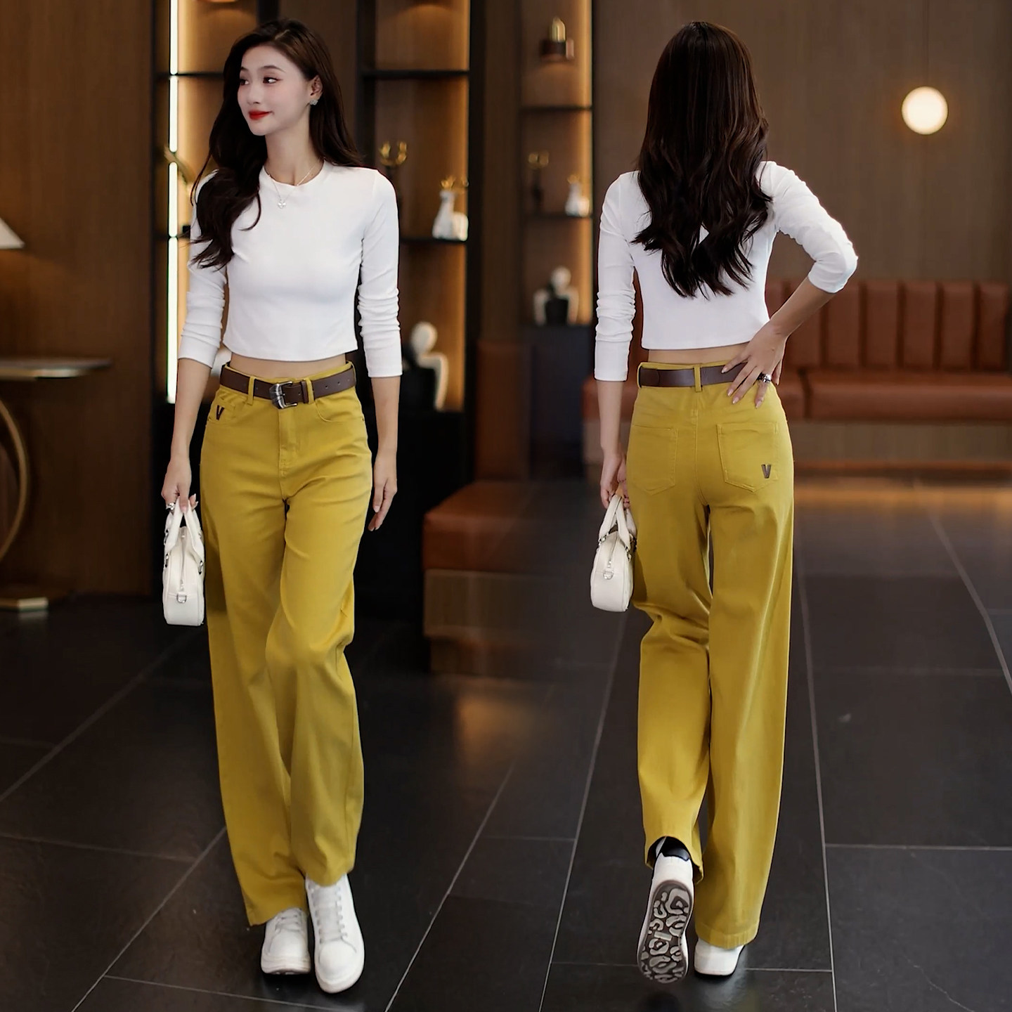 黄色高腰窄版天丝阔腿牛仔裤女2026新款春季显瘦休闲爆款直筒裤子,女装/女士精品,牛仔裤,淘宝优惠券,粉丝福利购,淘宝优惠卷