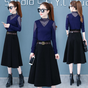 毛呢半身裙女a字中长款 洋气大摆裙高腰X伞裙百褶冬裙 秋冬2021新款