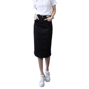 夏薄款高腰a字半身裙中长款牛仔裙女2025新款包臀一步裙白色半裙