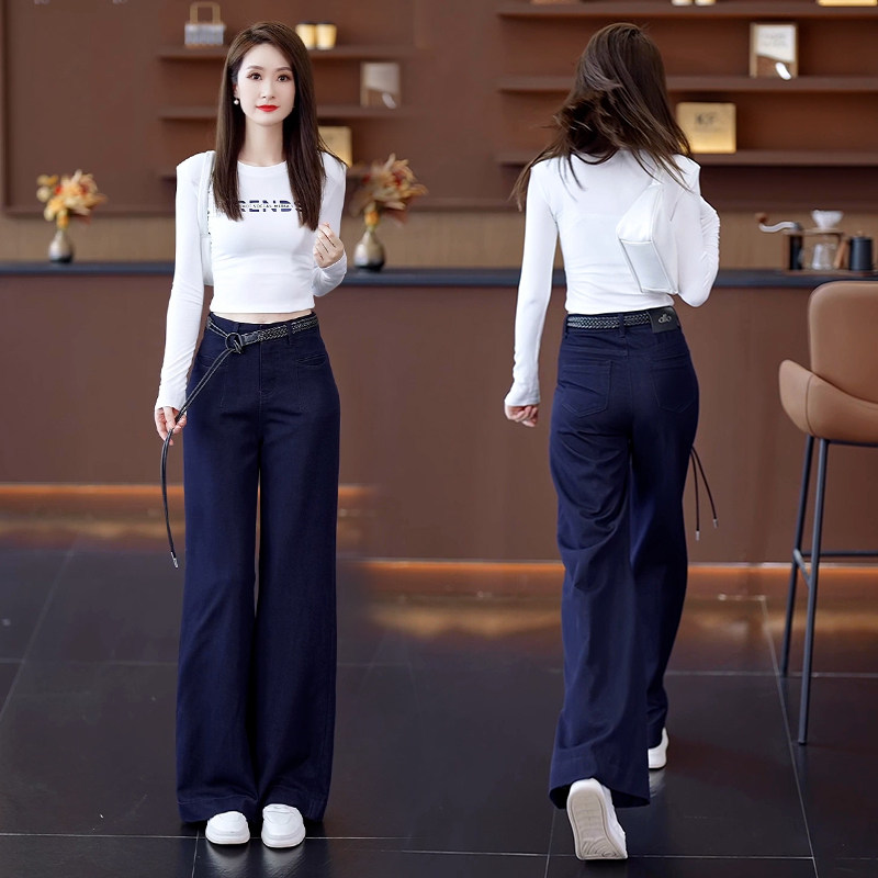 时尚垂感天丝阔腿休闲裤女春秋2025早秋新款高腰窄版直筒裤长裤子,女装/女士精品,休闲裤,淘宝优惠券,粉丝福利购,淘宝优惠卷