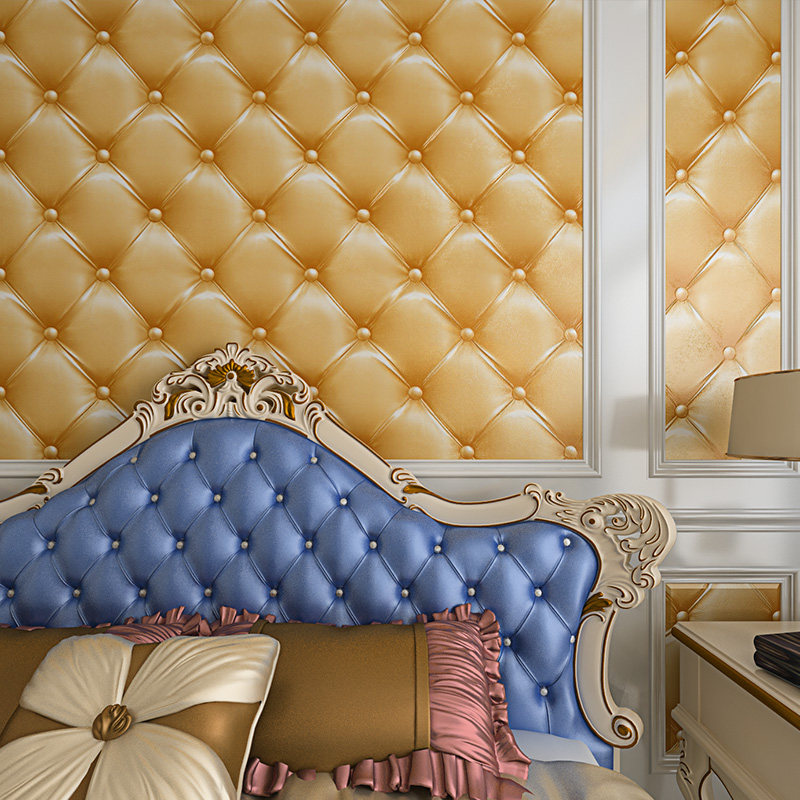 欧式仿软包客厅电视背景墙壁纸现代简约卧室房间床头防水装修墙纸