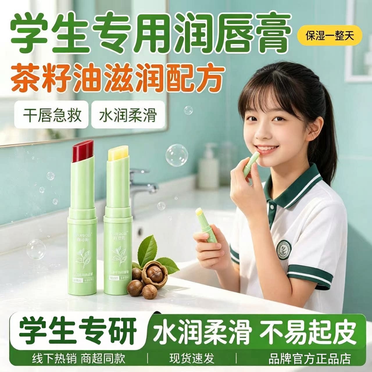 山茶籽油唇膏女初中生学生专用保图片