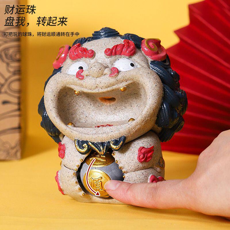 国潮醒狮装饰品大号吉祥物茶宠图片