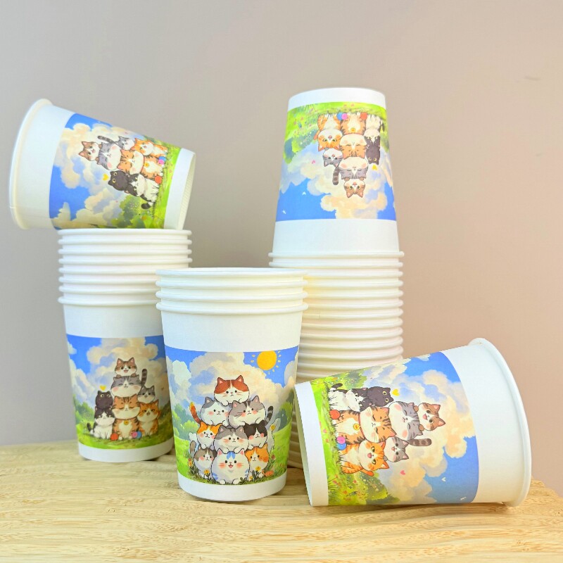 250毫升卡通混装纸杯一次性杯子