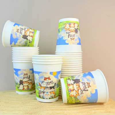 250毫升卡通混装纸杯一次性杯子