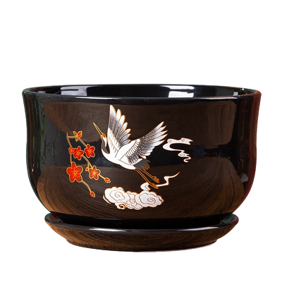 国潮风蝴蝶兰陶瓷花盆