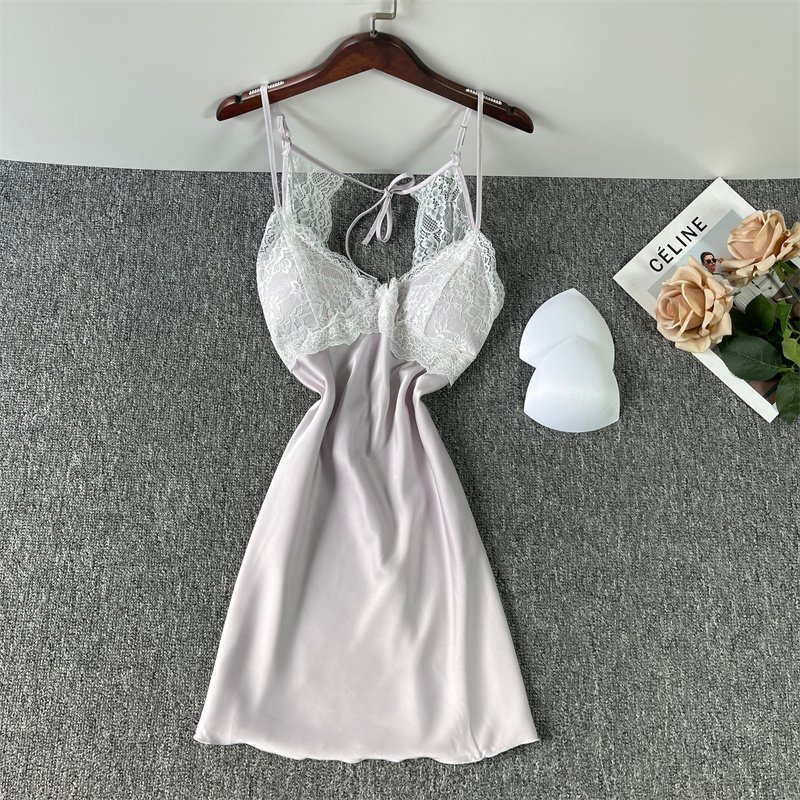 高级感冰丝睡衣吊带睡裙露背性感