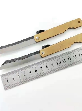 日本肥后守定驹折刀黄铜柄青纸钢手工锻打户外随身小刀特价包邮