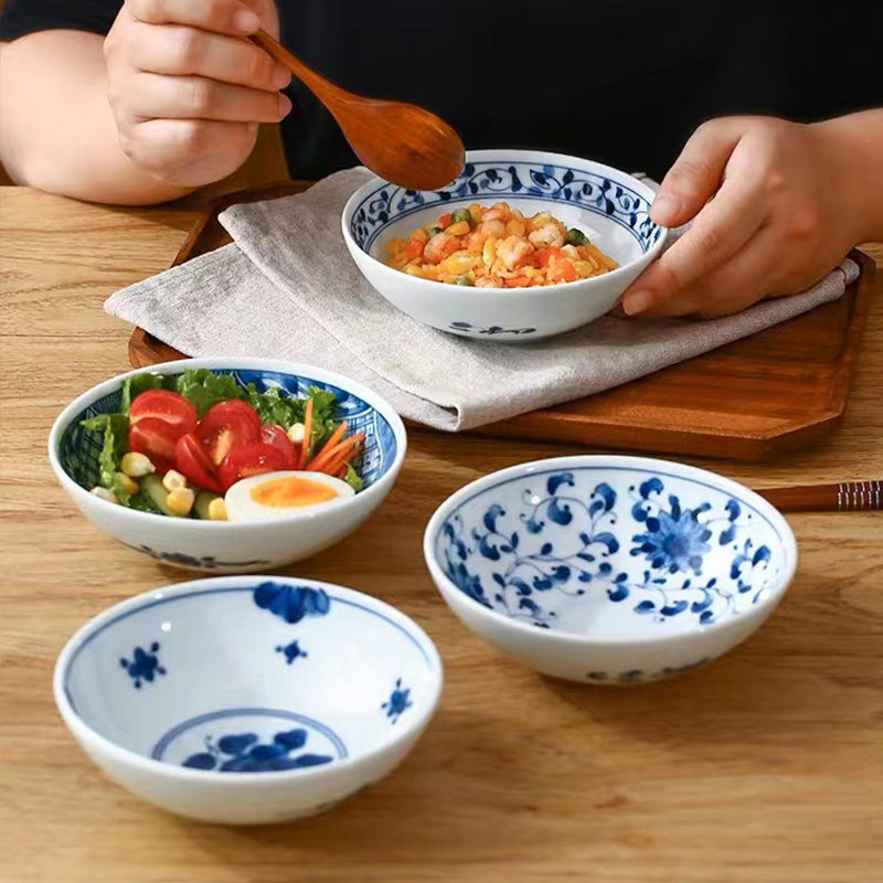 蓝凛堂日本进口釉下彩陶瓷钵碗日式餐具小碗家用饭碗小汤碗菜碗