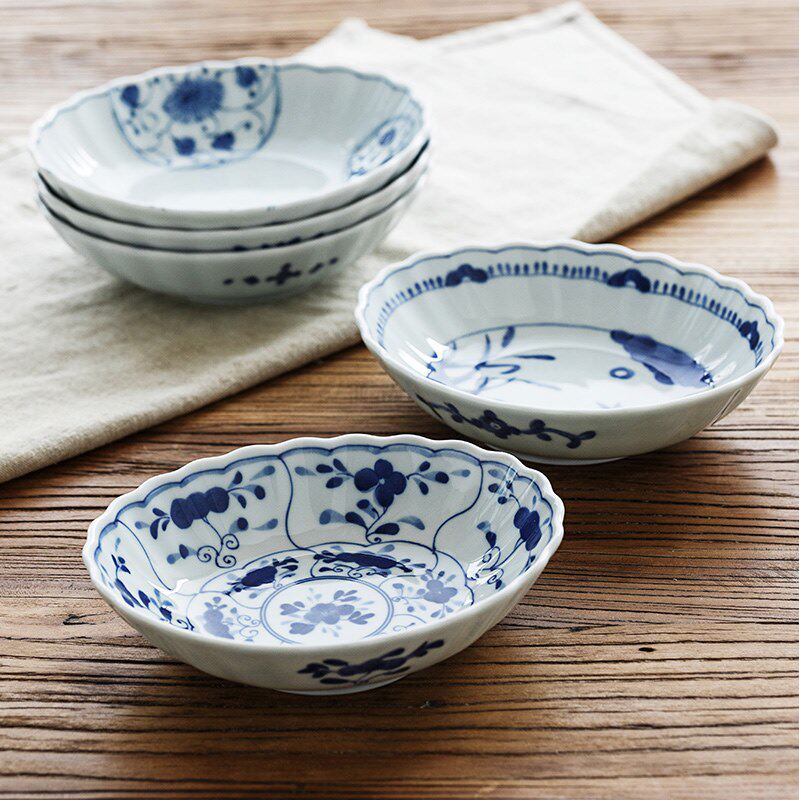 蓝凛堂陶瓷椭圆盘子深盘钵碗日式创意餐具日本家用餐盘点心小菜盘