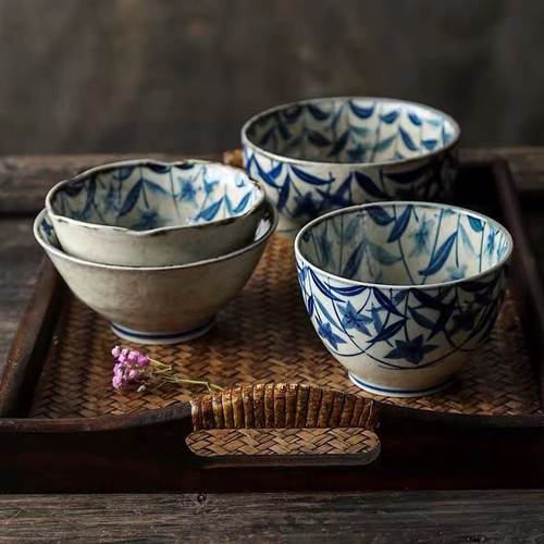 日本复古钵碗桔梗古伊烧手工餐具