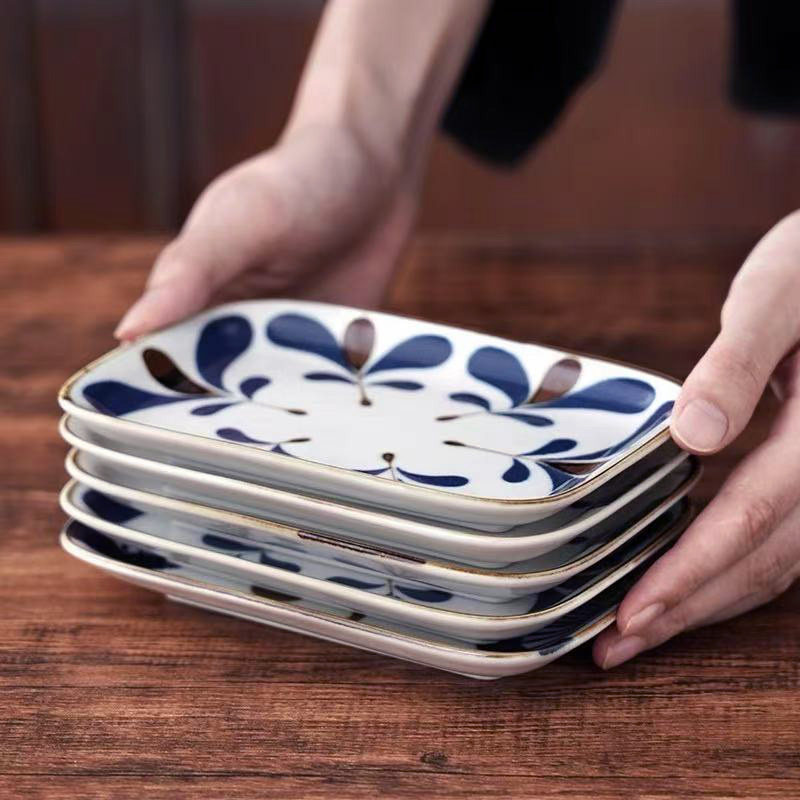 日本进口陶瓷餐具釉下彩手绘盘