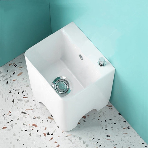 ARPOW拖把池35cm高脚小号陶瓷家用阳台带龙头小户型拖布池盆迷你