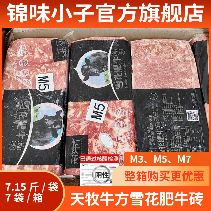 天牧牛方肥牛砖7.15斤*7块 肥牛卷冷冻商用半成品火锅涮牛肉片