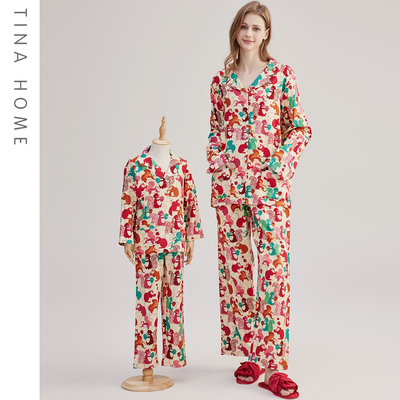 亲子款竹节磨毛棉圣诞新年家居服