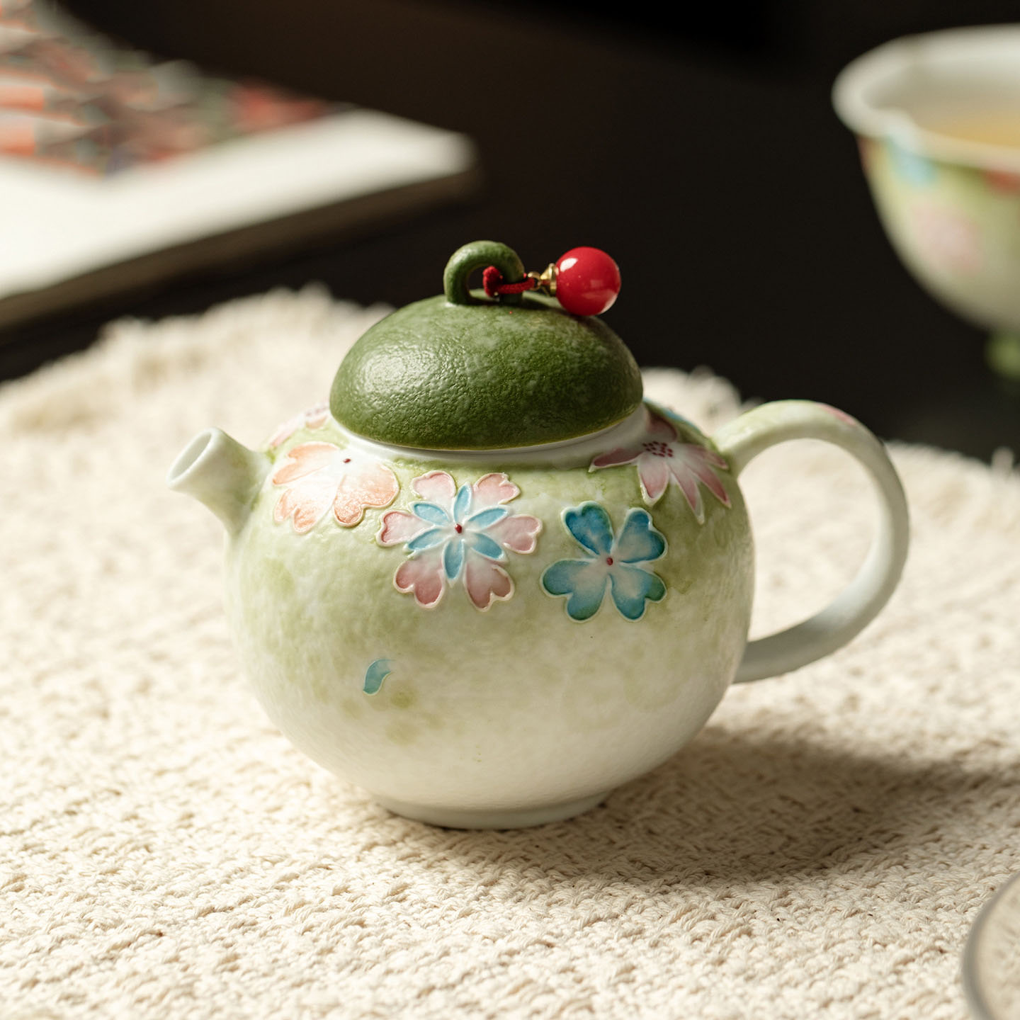 小青柑手绘花屿陶瓷家用茶壶球孔过滤仿古功夫茶具茶壶圆满壶