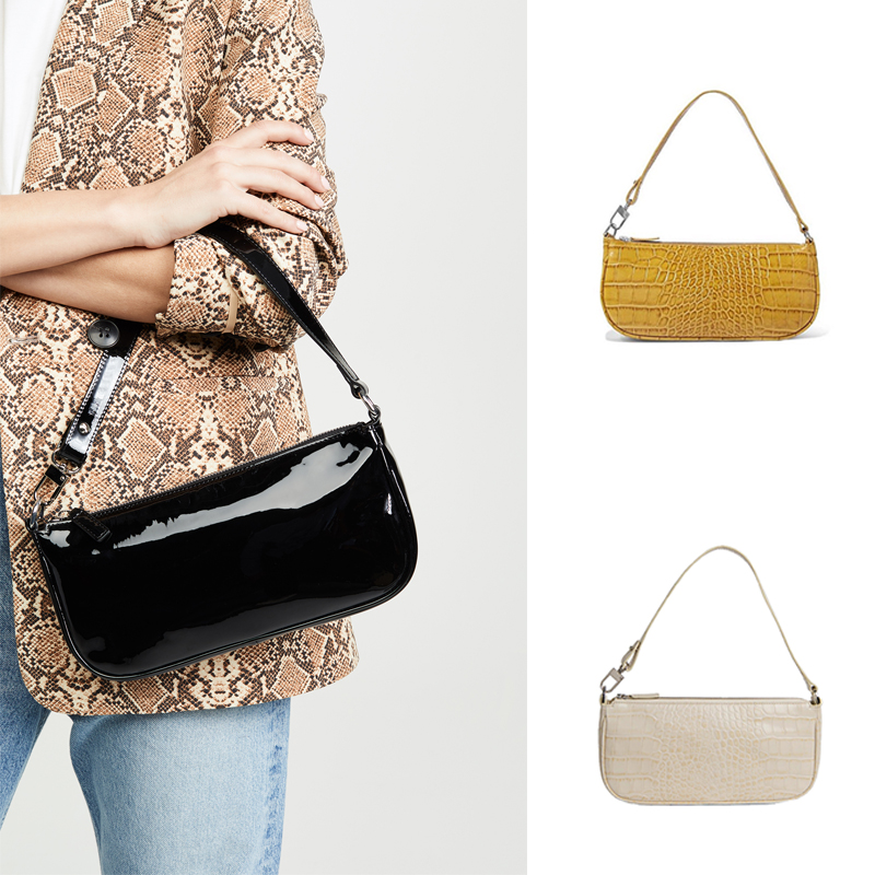 法棍包小众品牌肯豆同款2021新款仿鳄鱼纹漆皮亮面单肩复古腋下包