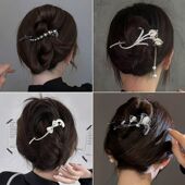 后脑勺发夹新中式 清冷扭扭一字夹2024新款 青蛙扣发夹气质盘发