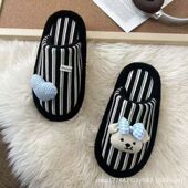 防滑百搭保暖居家室内防滑棉拖鞋 新款 简约卡通可爱包头拖冬季