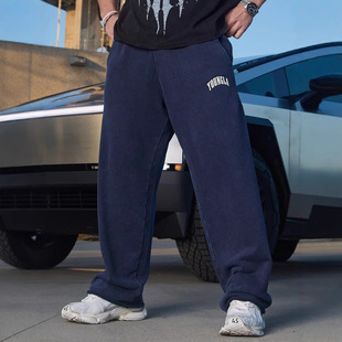 跨境新款YOUNGLA运动裤宽松直筒长裤男慢跑者健身房运动休闲裤子