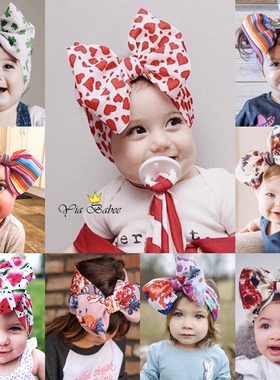 可调节婴儿男女宝宝发带蝴蝶结头饰欧美春夏季护囟门百天周岁薄款
