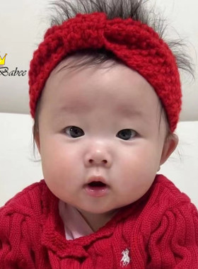 ins秋冬款日系弹力针织毛线宝宝发饰护囟门婴幼儿头饰新生儿发带