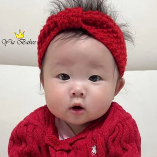 ins秋冬款日系弹力针织毛线宝宝发饰护囟门婴幼儿头饰新生儿发带