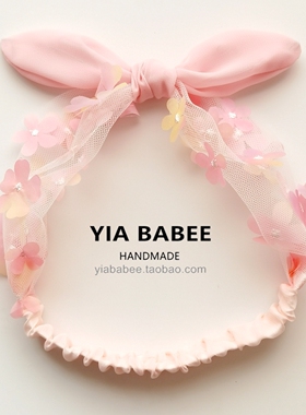 婴儿亲子发带甜美粉色花朵蝴蝶结头花女宝宝女童儿童可爱头饰发饰