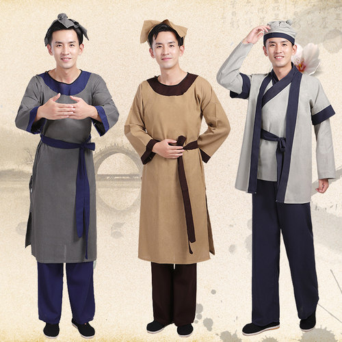 古代平民汉服店小二农民演出服装