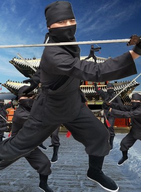 古装夜行衣男套装刺客古代黑色棉麻蒙面人武侠杀手影视剧群演戏服