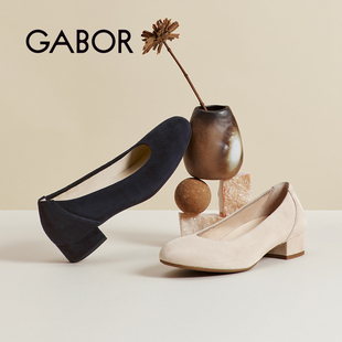 Gabor德国嘉步06210单鞋2026SS春夏新品 经典反绒浅口圆跟单鞋