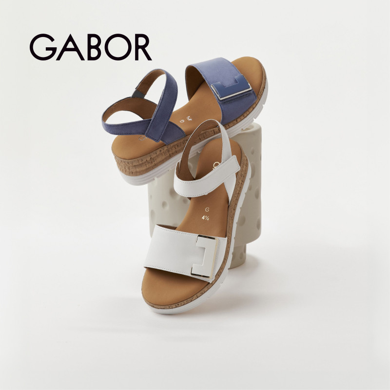 Gabor坡跟魔术贴后空凉鞋