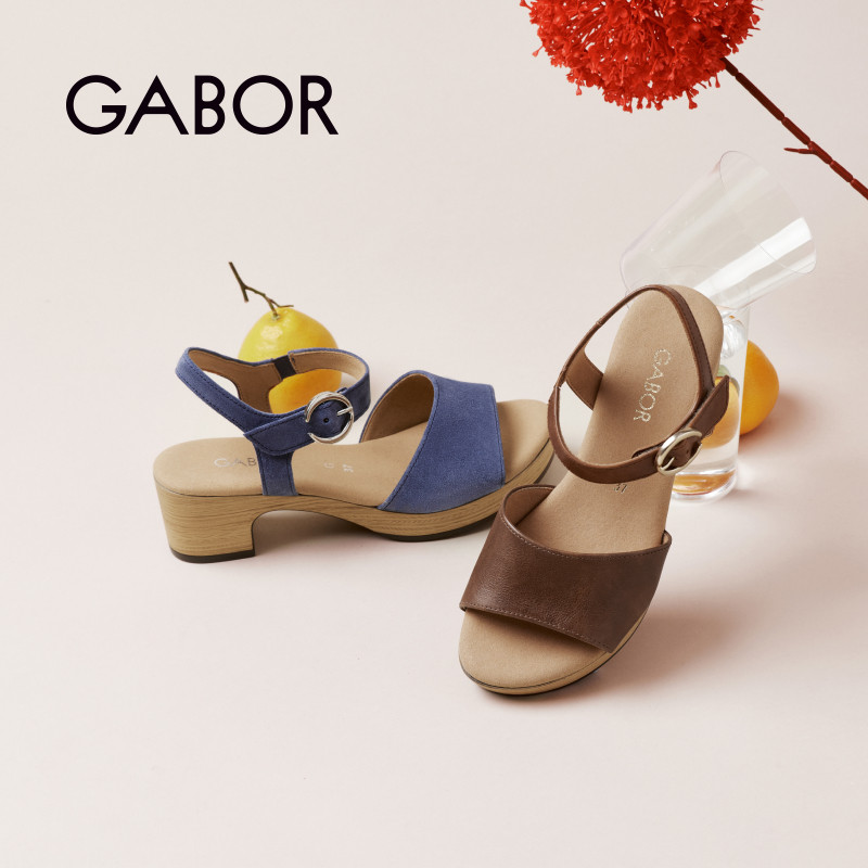 gabor高跟厚底后空凉鞋