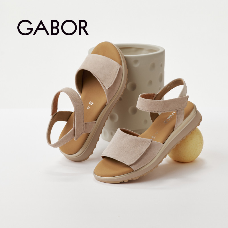 gabor休闲平跟魔术贴后空凉鞋