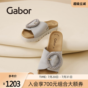 Gabor德國嘉步63745拖鞋 平跟休閑魔術(shù)貼一字拖鞋 2025春夏新款