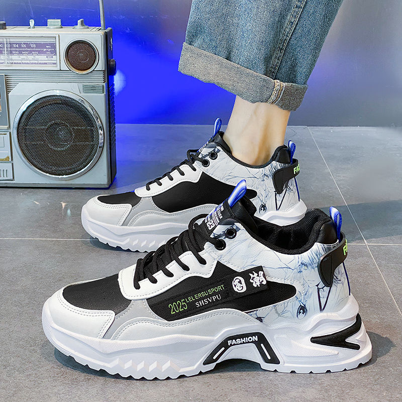 小白鞋男鞋2025新款男士德训鞋厚底高帮运动鞋百搭潮流跑步鞋男款