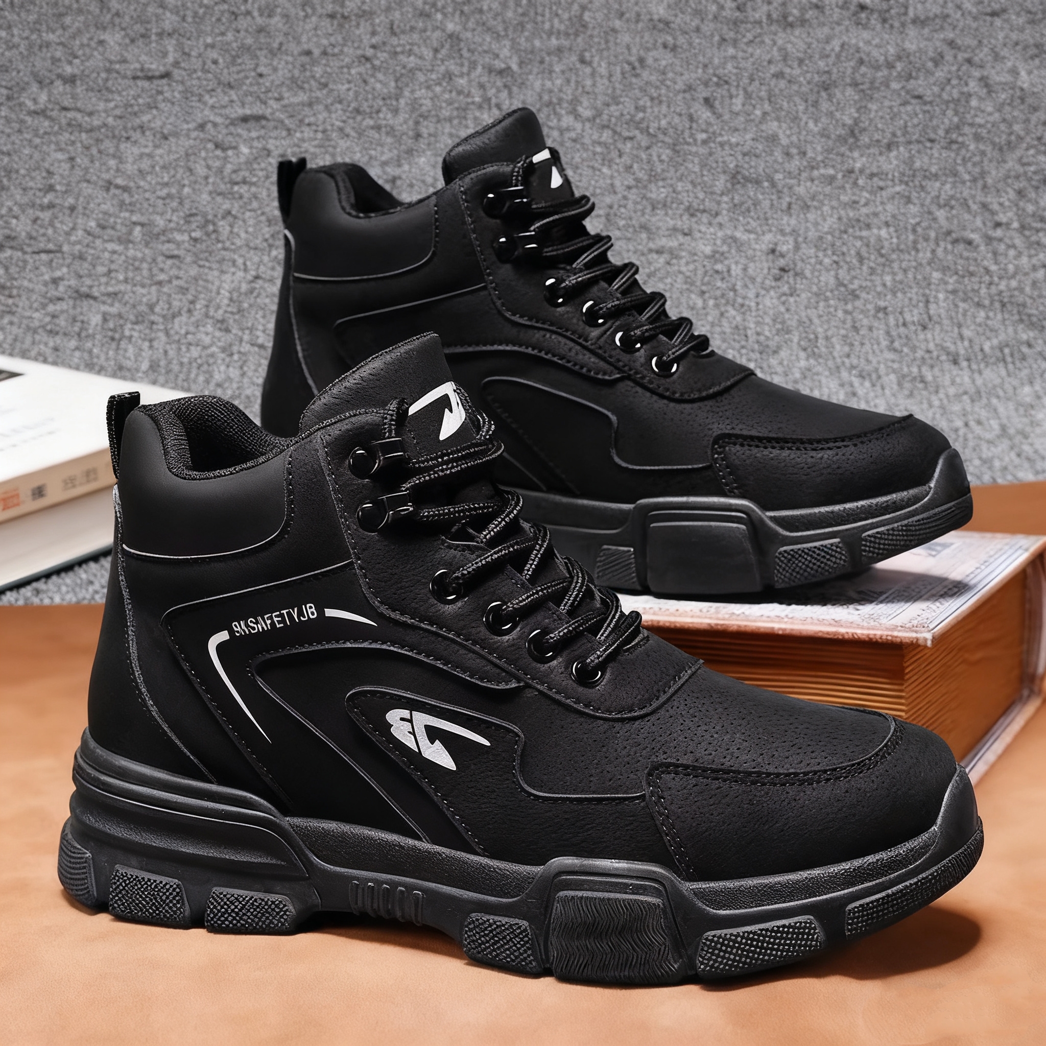 2025年冬季男士高帮马丁靴防滑耐磨工装鞋百搭黑色系带厚底户外靴