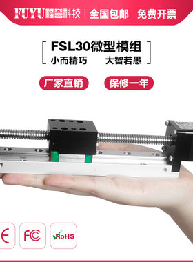 FUYU梯形丝杆滑台微型精密步进马达移动数控直线 线导轨线 线性滑